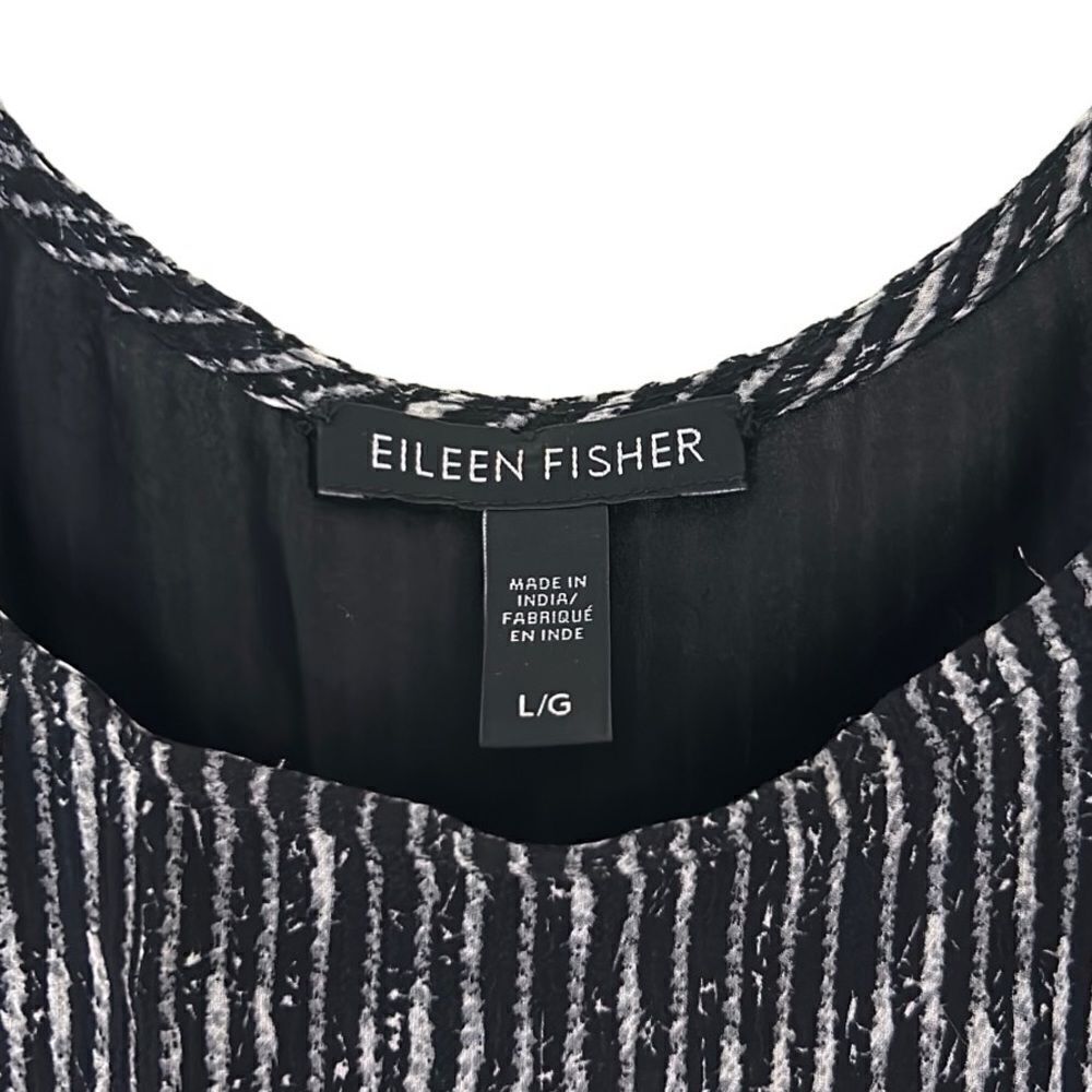 Eileen Fisher System, Women's 'Elemental' Mini Dress, Silk Crinkle, Black, Large - Picture 10 of 11